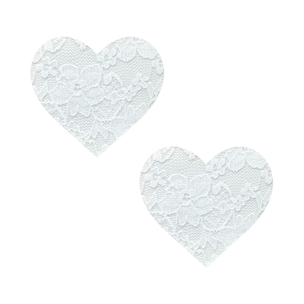 Neva Nude Heart Lace Pasties White