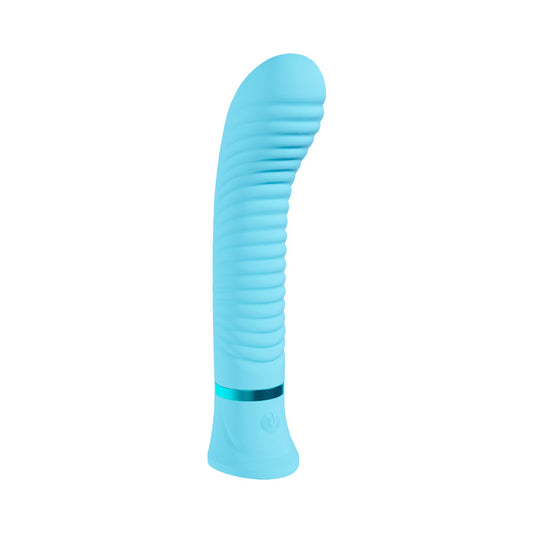 Loveline Divine Rechargeable Silicone Ribbed G-Spot Vibrator Blue