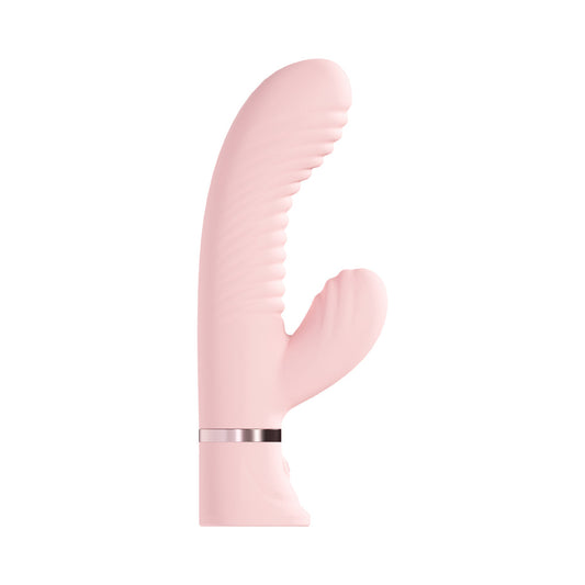 Loveline Mystique Rechargeable Silicone Ribbed Rabbit Vibrator Pink