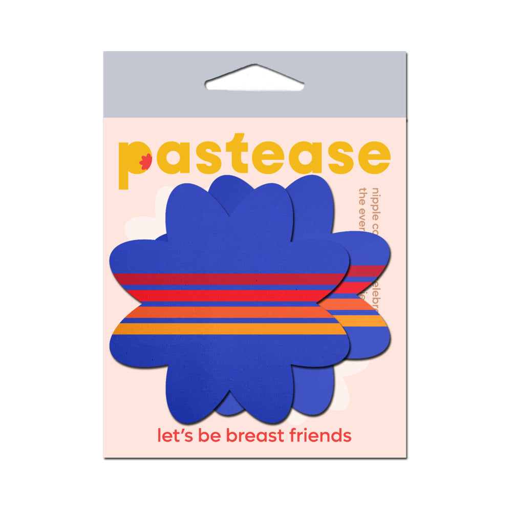 Pastease Vibrant Retro Stripes on Blue Petal Pasties