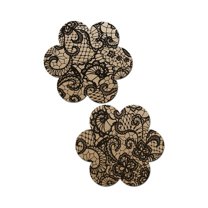 Pastease Lace Flower Pasties Beige/Black