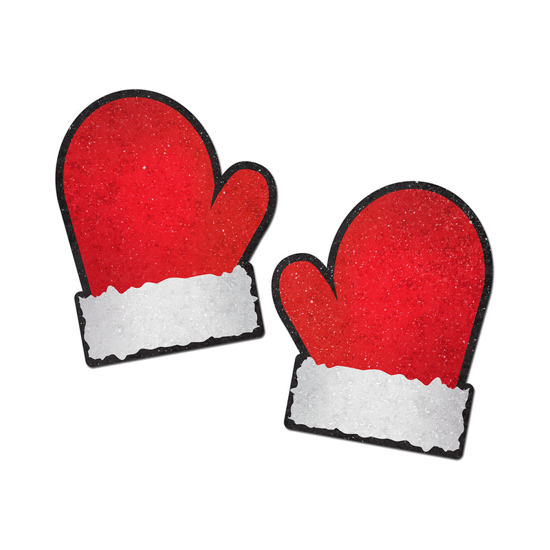 Pastease Glitter Santa Mittens Pasties Red and White