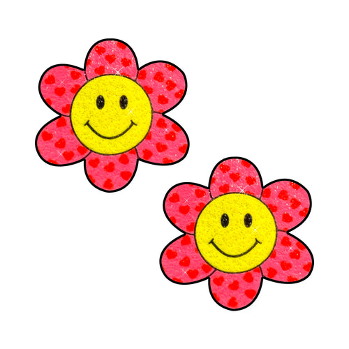 Freaking Awesome Smiley Flower Power Glitter Nipple Pasties