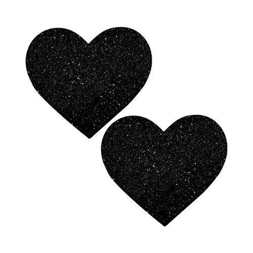 Black Malice Queen Status Plus Size Black Glitter Heart Nipple Pasties