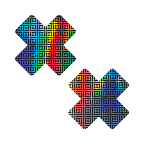 Talladega Trippin' Super Holographic Checkered X Nipple Pasties