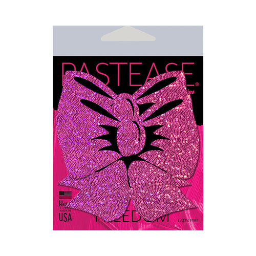 Bow: Hot Pink Glitter Bows Nipple Pasties