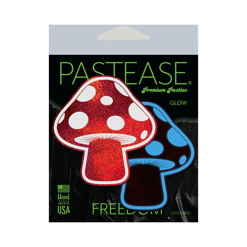 Mushroom: Shiny Red & White Glow-in-the-Dark Shroom Nipple Pasties