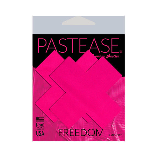 X: Neon Pink Day-Glow Lycra Cross Nipple Pasties