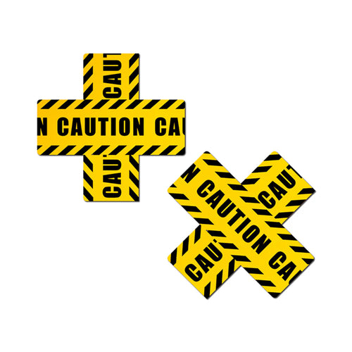 Crossed Caution Tape Nipple Pasties