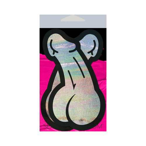Holographic Silver Dick Nipple Pasties