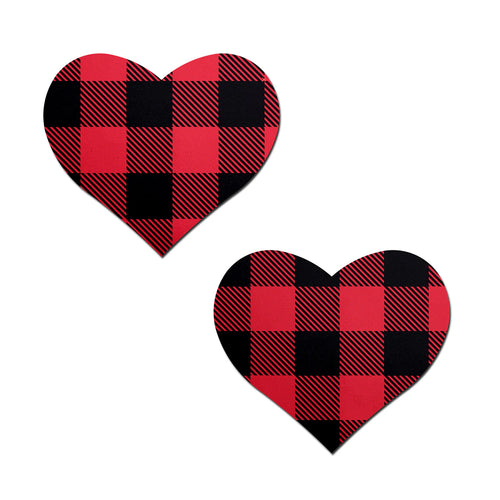 Buffalo Plaid Heart Pasties Red