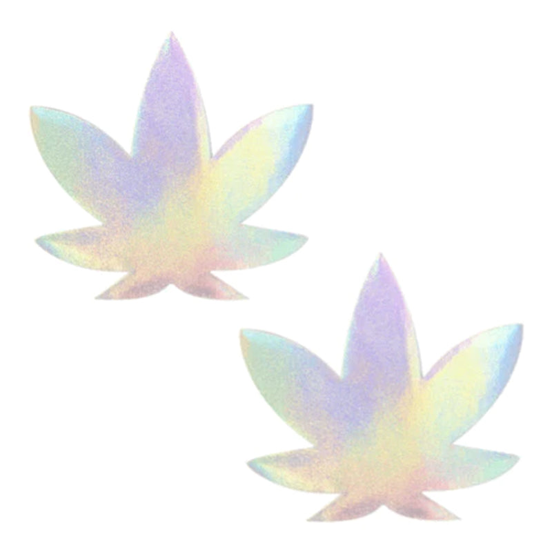 Neva Nude Holographic Weed Leaf Pasties
