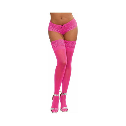 Dreamgirl Sheer Thigh-High Stockings with Silicone Lace Top