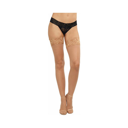Dreamgirl Sheer Thigh-Highs with Silicone Lace Top Light