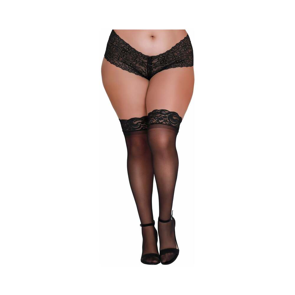 Dreamgirl Sheer Thigh-High Stockings with Silicone Lace Top