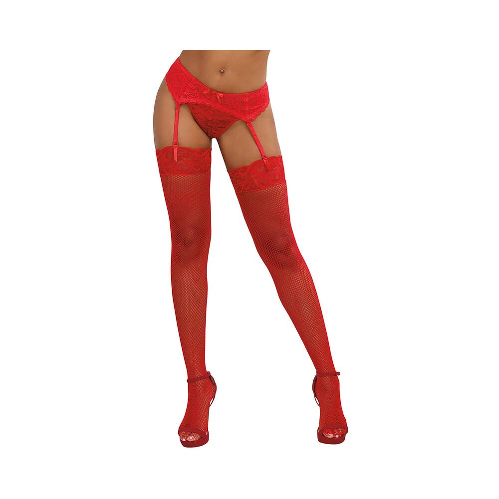 Dreamgirl Fishnet Thigh-High Stockings With Lace Top