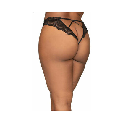 Dreamgirl Lace Tanga Open-Crotch Panty Black