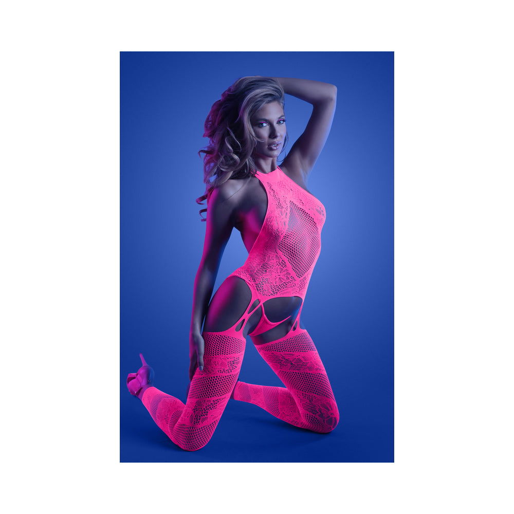 Fantasy Lingerie Glow Halter Bodystocking & G-String