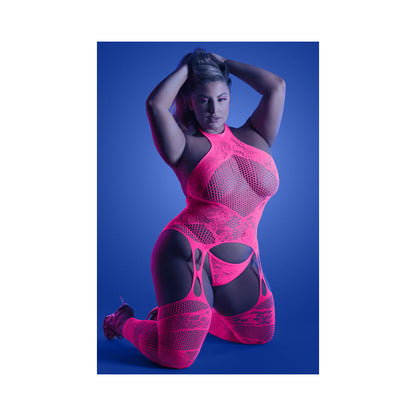 Fantasy Lingerie Glow Halter Bodystocking & G-String