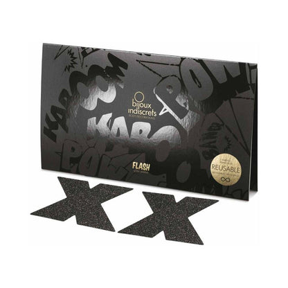 Bijoux Indiscrets Flash Glitter Cross Pasties Black