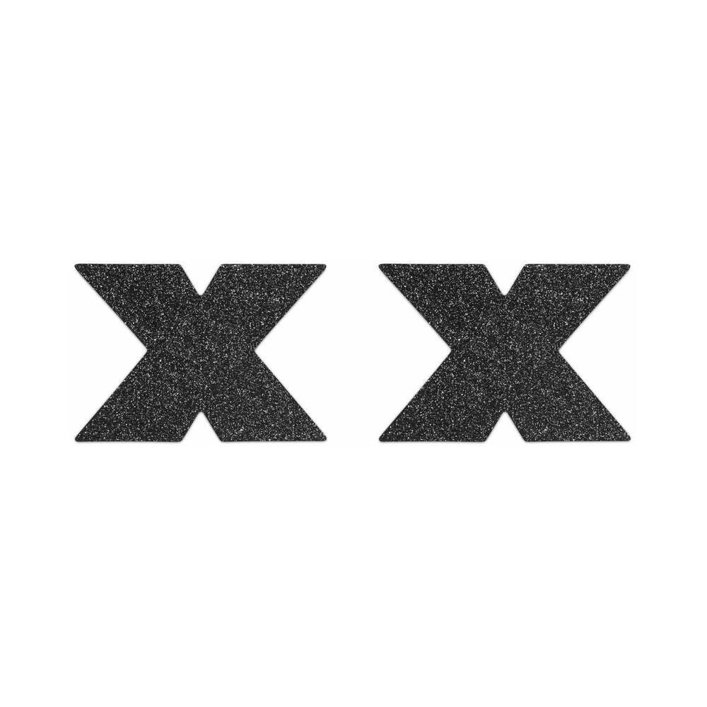 Bijoux Indiscrets Flash Glitter Cross Pasties Black