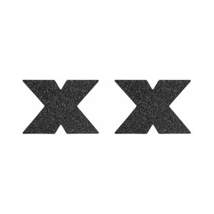 Bijoux Indiscrets Flash Glitter Cross Pasties Black