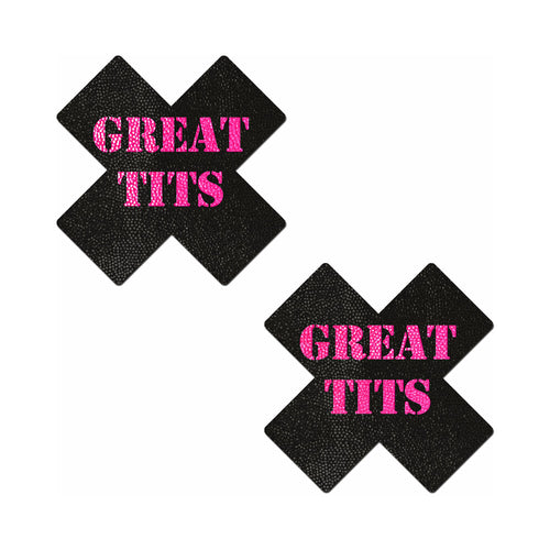 Pastease Great Tits Cross Pasties Black/Pink