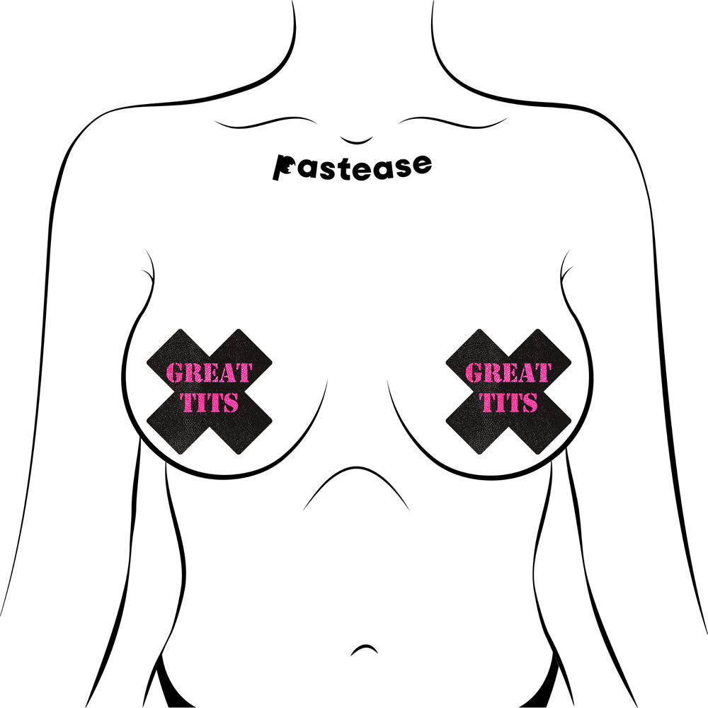 Pastease Great Tits Cross Pasties Black/Pink