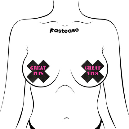 Pastease Great Tits Cross Pasties Black/Pink