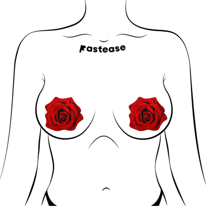 Pastease Red Glitter Blooming Rose Pasties
