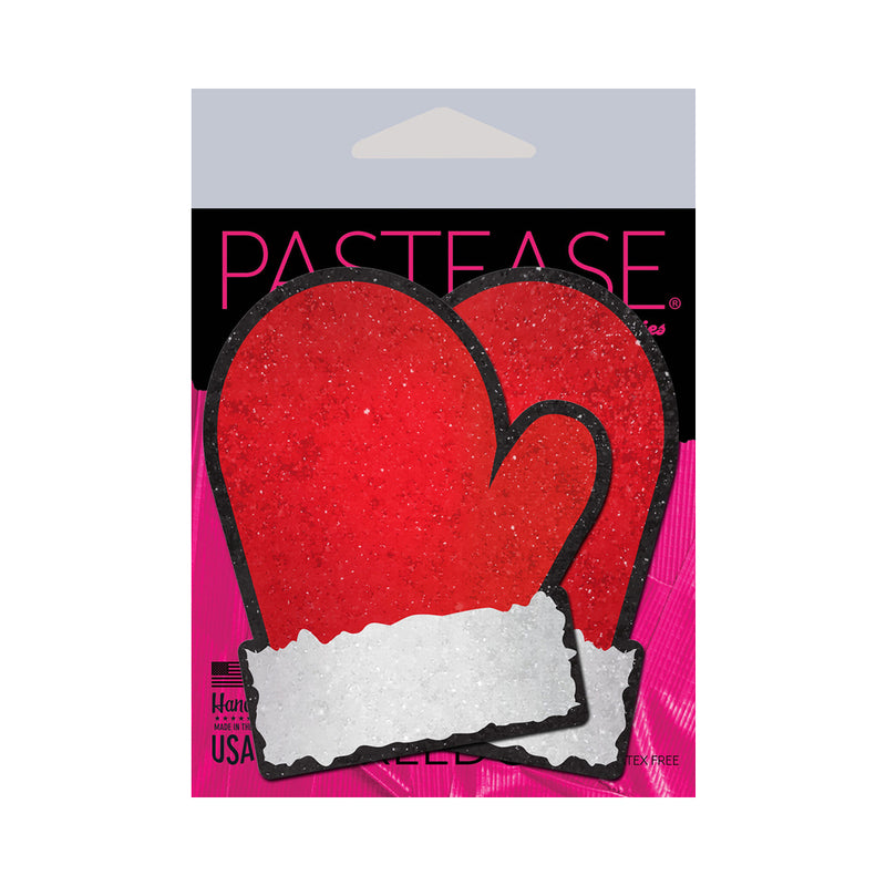 Pastease Glitter Santa Mittens Pasties Red and White