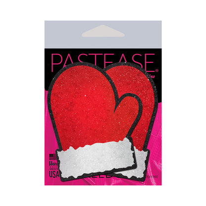 Pastease Glitter Santa Mittens Pasties Red and White