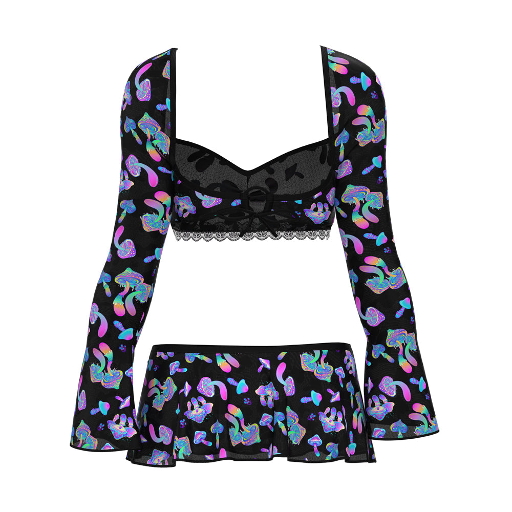 Magic Silk Hazy Dayz Crop Top, Skirt & G-String Set Mushroom