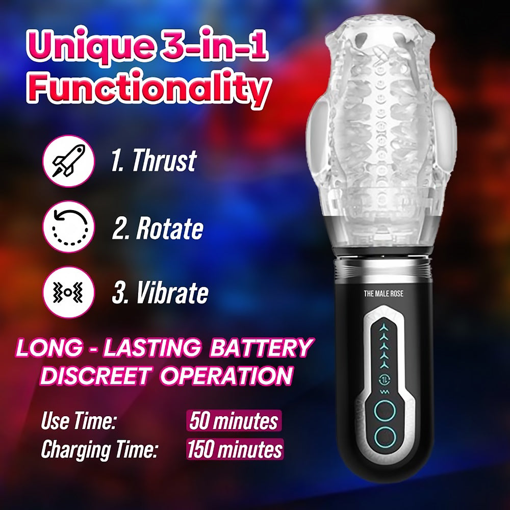 The Male Rose 3 Thrusting Rotating Oral Masturbator