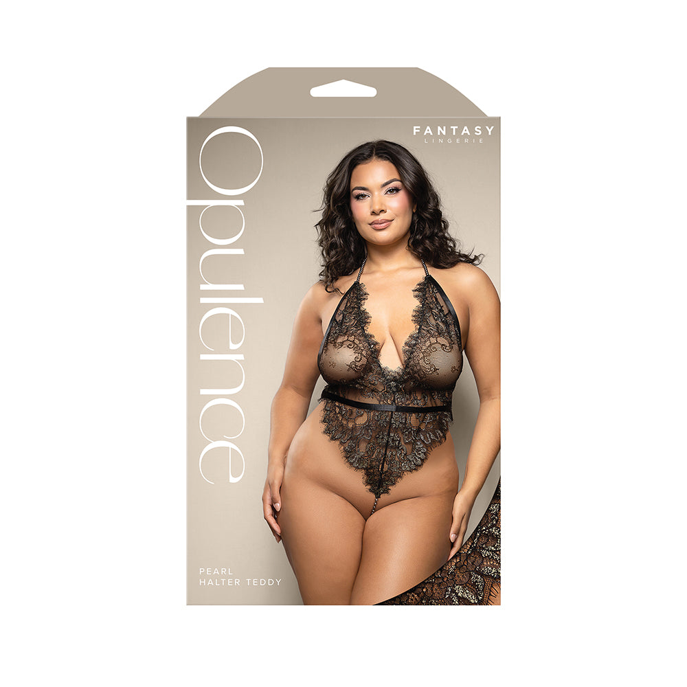 Fantasy Lingerie Opulence Shimmer Lace Pearl Halter Teddy