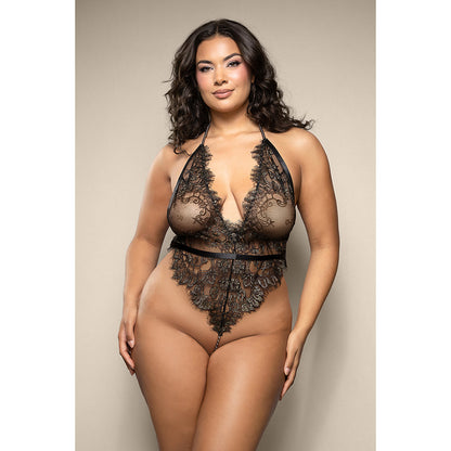 Fantasy Lingerie Opulence Shimmer Lace Pearl Halter Teddy