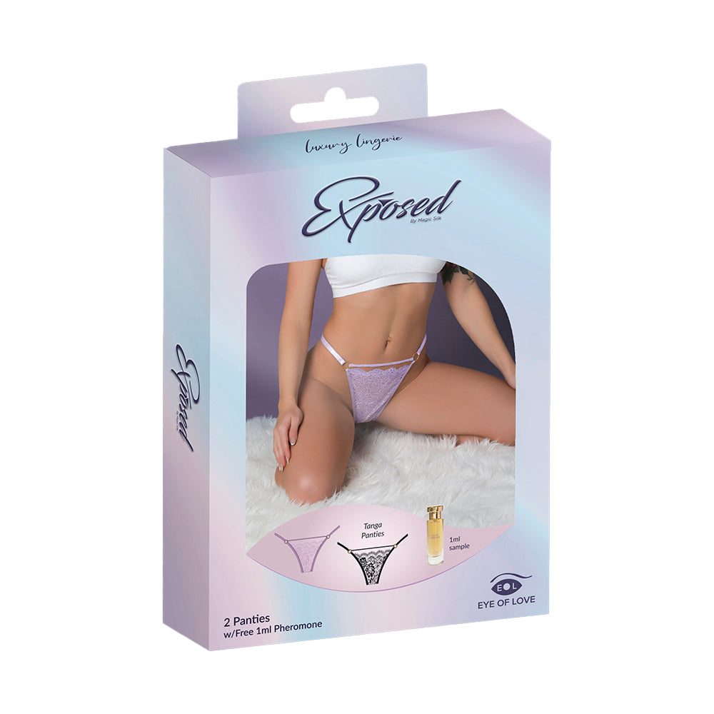 Magic Silk Pheromone Panties Tanga Panty 2-Pack Lilac/Black