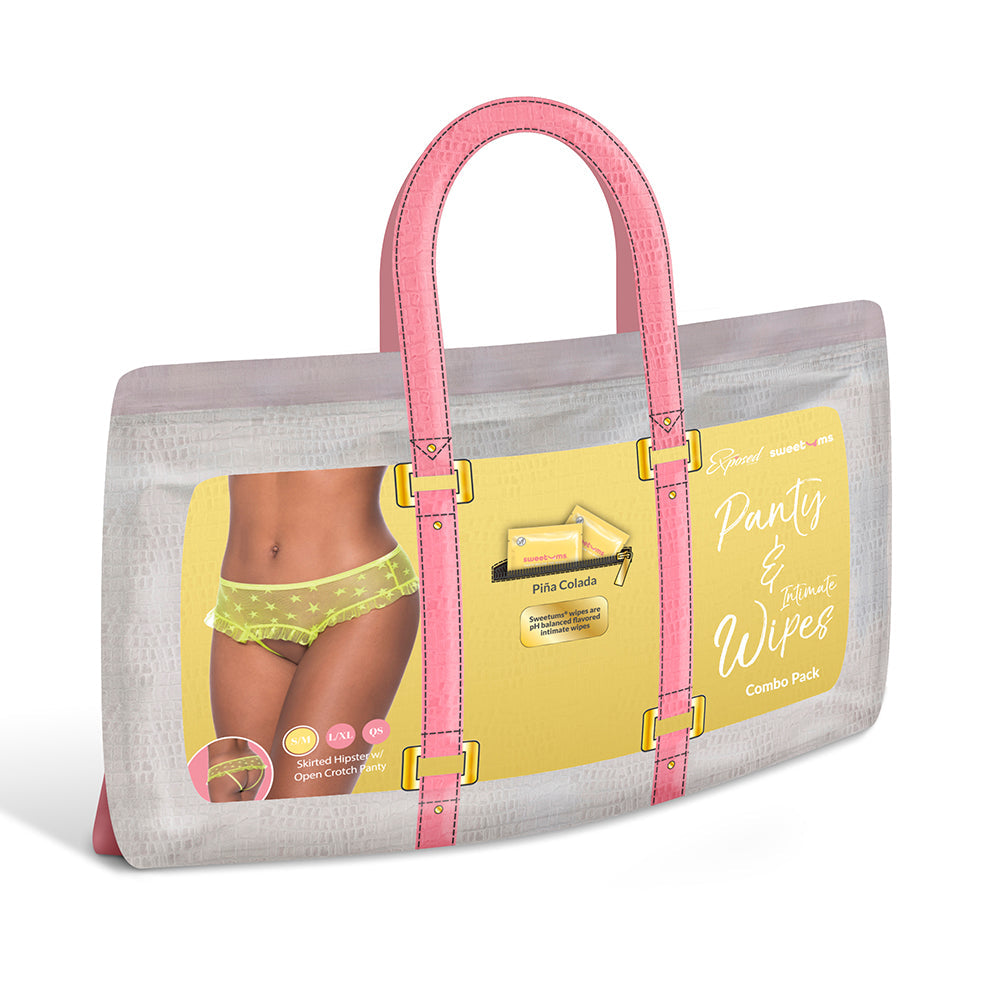 Magic Silk Skirted Hipster with Open Crotch Panty Pina Colada