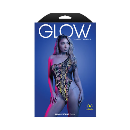 Fantasy Lingerie Glow Luminescent Floral One-Shoulder Teddy