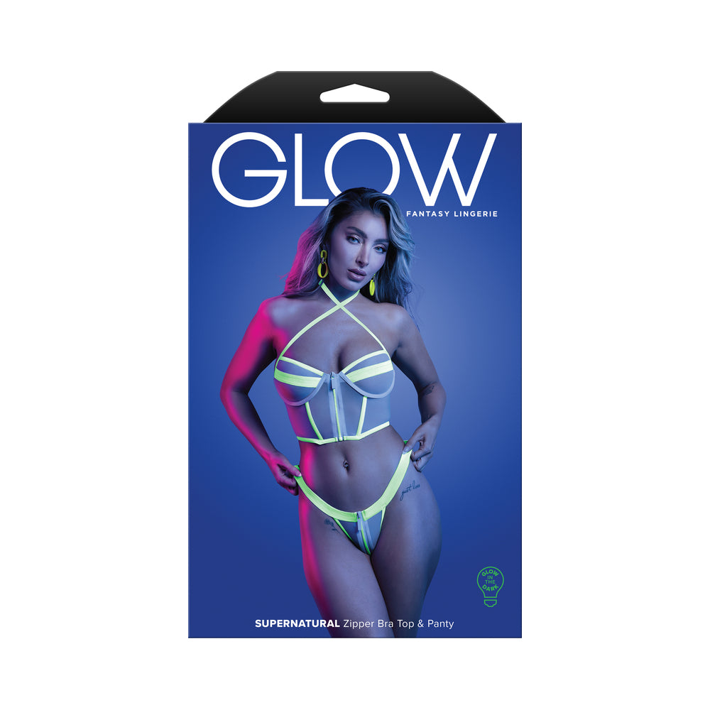 Fantasy Lingerie Glow Supernatural Zipper Top & Panty