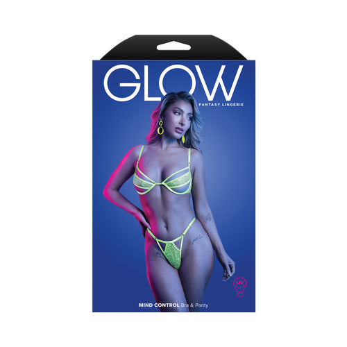 Fantasy Lingerie Glow Mind Control UV Reactive Bra & Panty