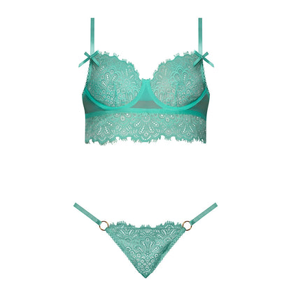 Magic Silk Caribbean Crush Demi Longline Bra & Panty with Flounce Aqua Glow