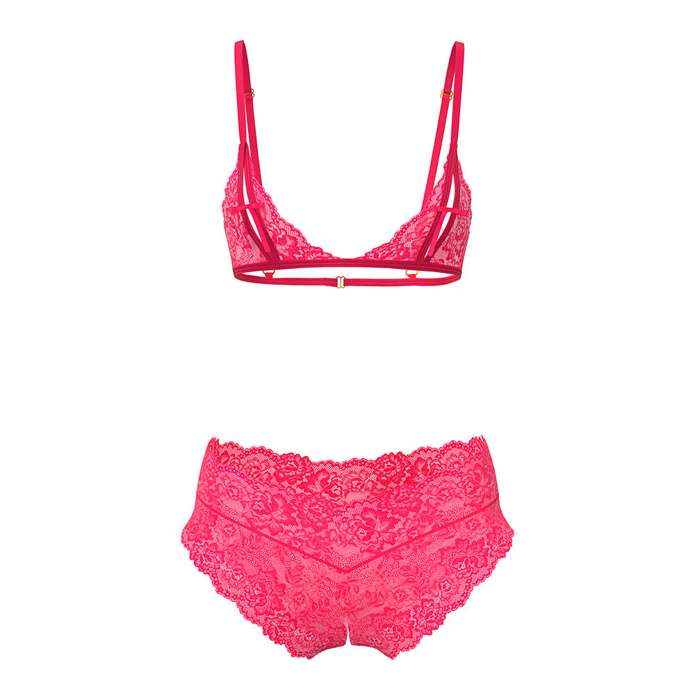 Magic Silk Get It Girl Peek-a-Boo Bralette & Split Crotch Boy Short Diva Pink