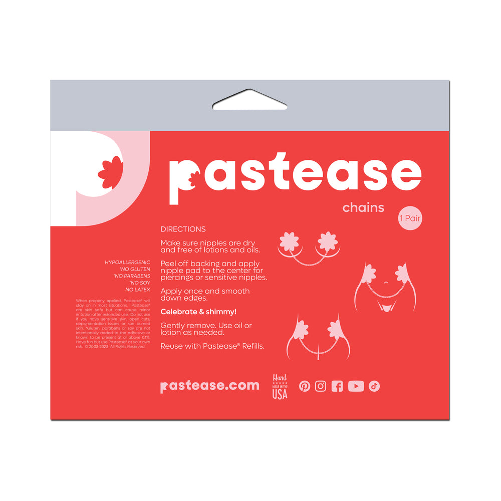 Pastease Black Disco Ball Heart Pasties with Gold Chains