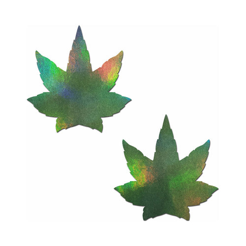 Pastease Indica Pot Leaf Holographic Pasties