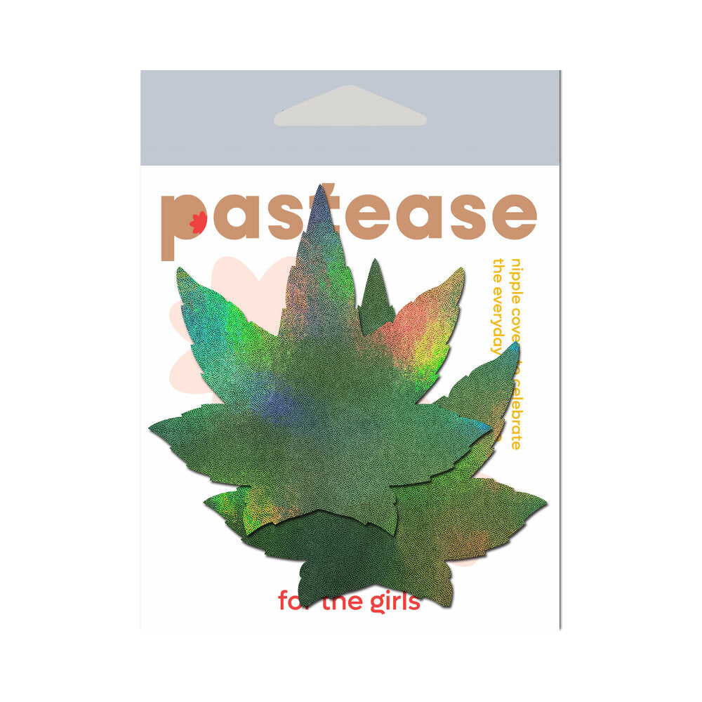 Pastease Indica Pot Leaf Green Holographic Pasties