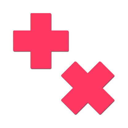 Pastease Plus X Glow-in-the-Dark Neon Pink Cross Pasties