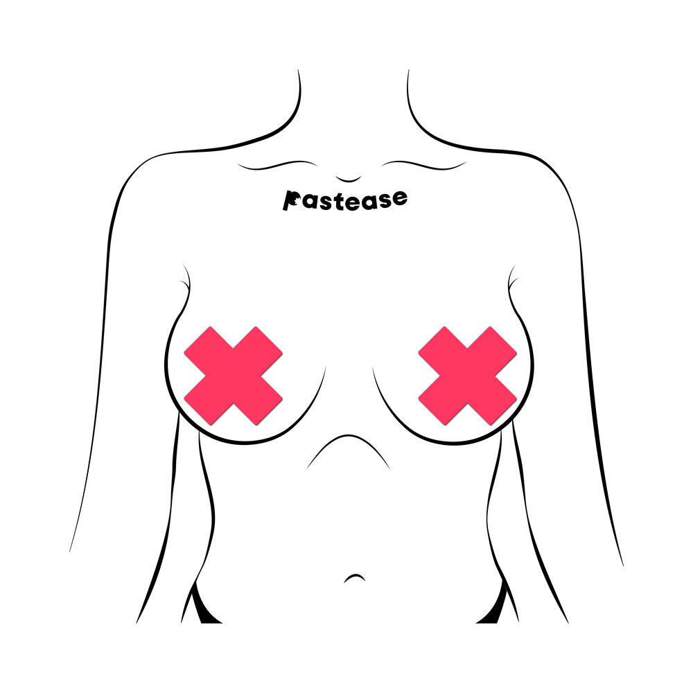 Pastease Plus X Glow-in-the-Dark Neon Pink Cross Pasties