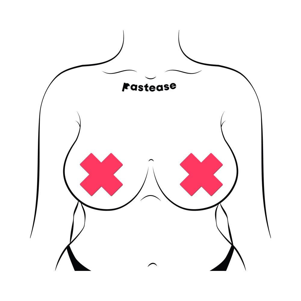 Pastease Plus X Glow-in-the-Dark Neon Pink Cross Pasties