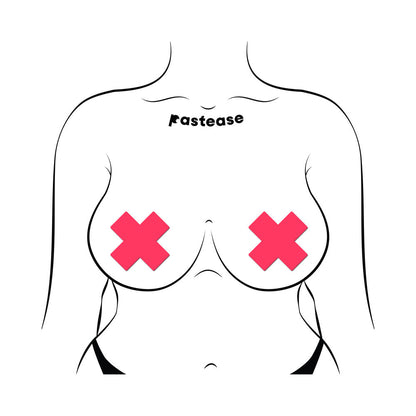 Pastease Plus X Glow-in-the-Dark Neon Pink Cross Pasties
